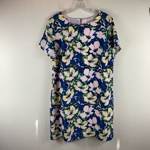 J. Crew Factory Navy and Pink Floral Shift Dress